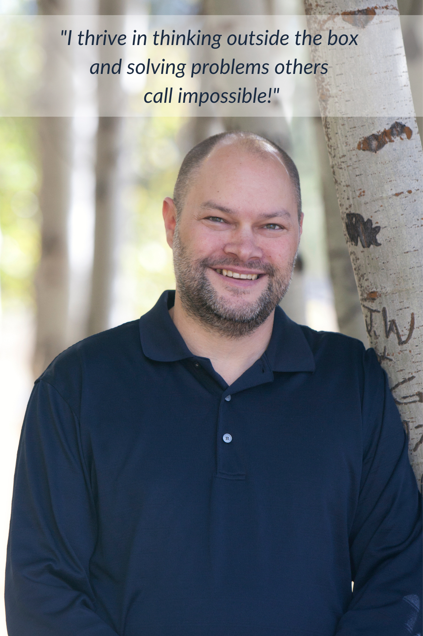 Owner profile and quote about thinking outside the box and problem solving